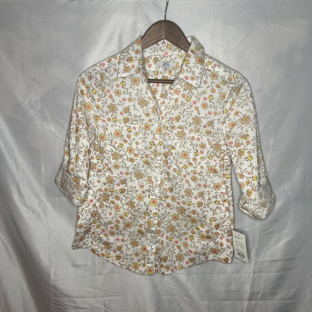 NWT Croft & Barrow Floral Button Up Womens Size PXS